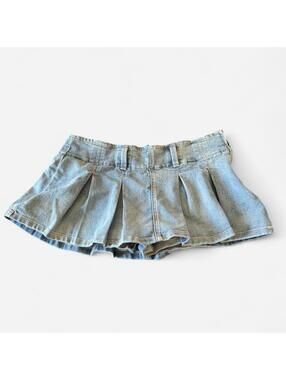 Almost Famous Denim Micro Mini Skirt Skort, Size Large